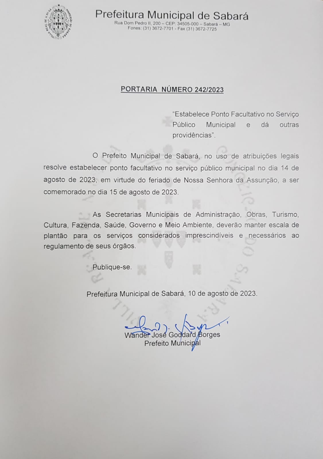 NOSSA SENHORA DA ASSUNÇÃO: PREFEITURA INFORMA SOBRE FERIADO MUNICIPAL NO  DIA 15 DE AGOSTO – Prefeitura de Sabará