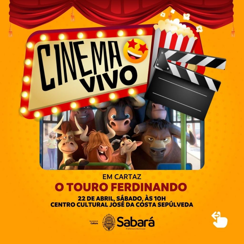 CULTURA: LANÇAMENTO DO PROJETO “CINEMA VIVO” SERÁ NESTE SÁBADO (22/4), NO CENTRO CULTURAL JOSÉ DA COSTA SEPÚLVEDA