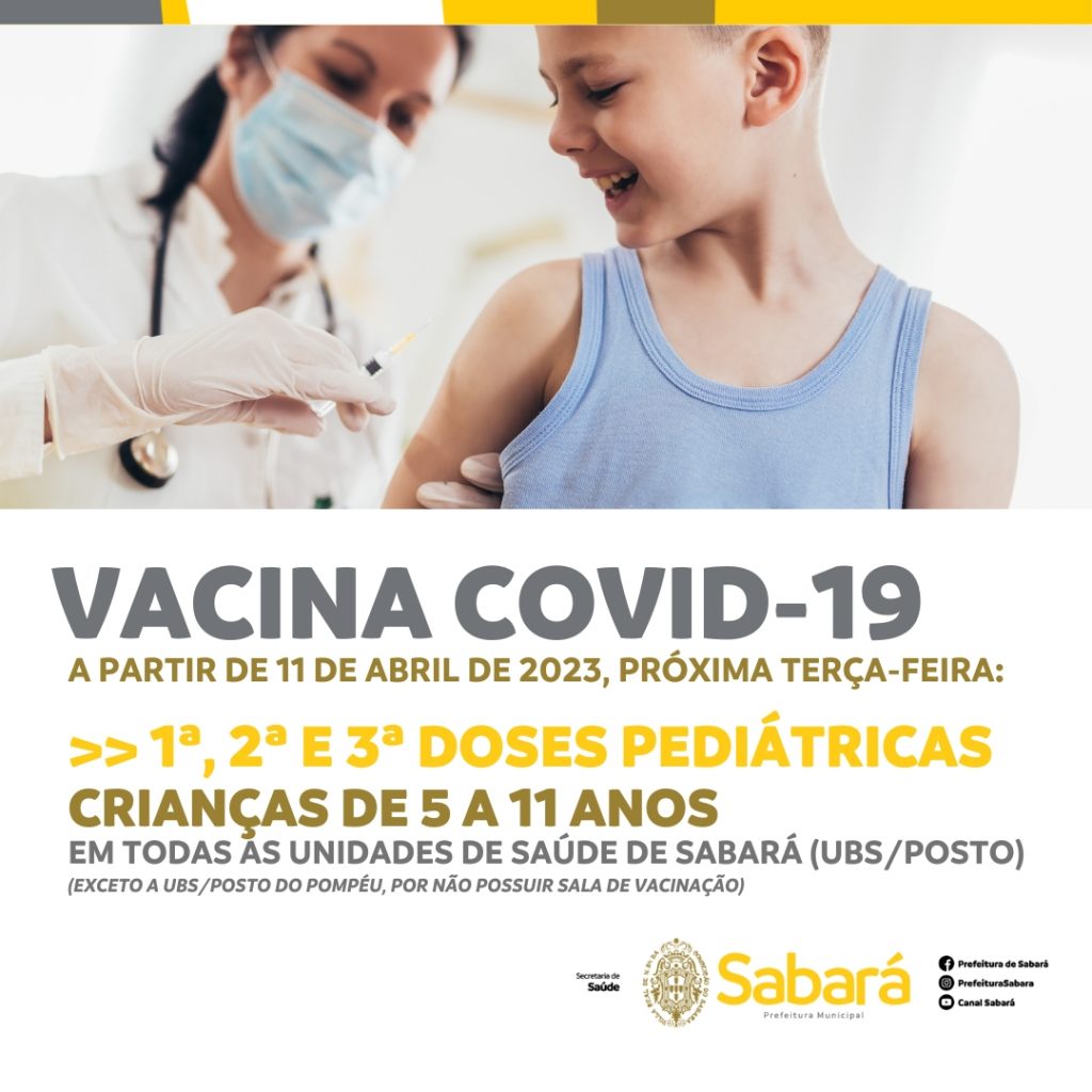 SAÚDE: PREFEITURA SEGUE COM A VACINAÇÃO INFANTIL CONTRA A COVID-19 EM CRIANÇAS DE 5 A 11 ANOS
