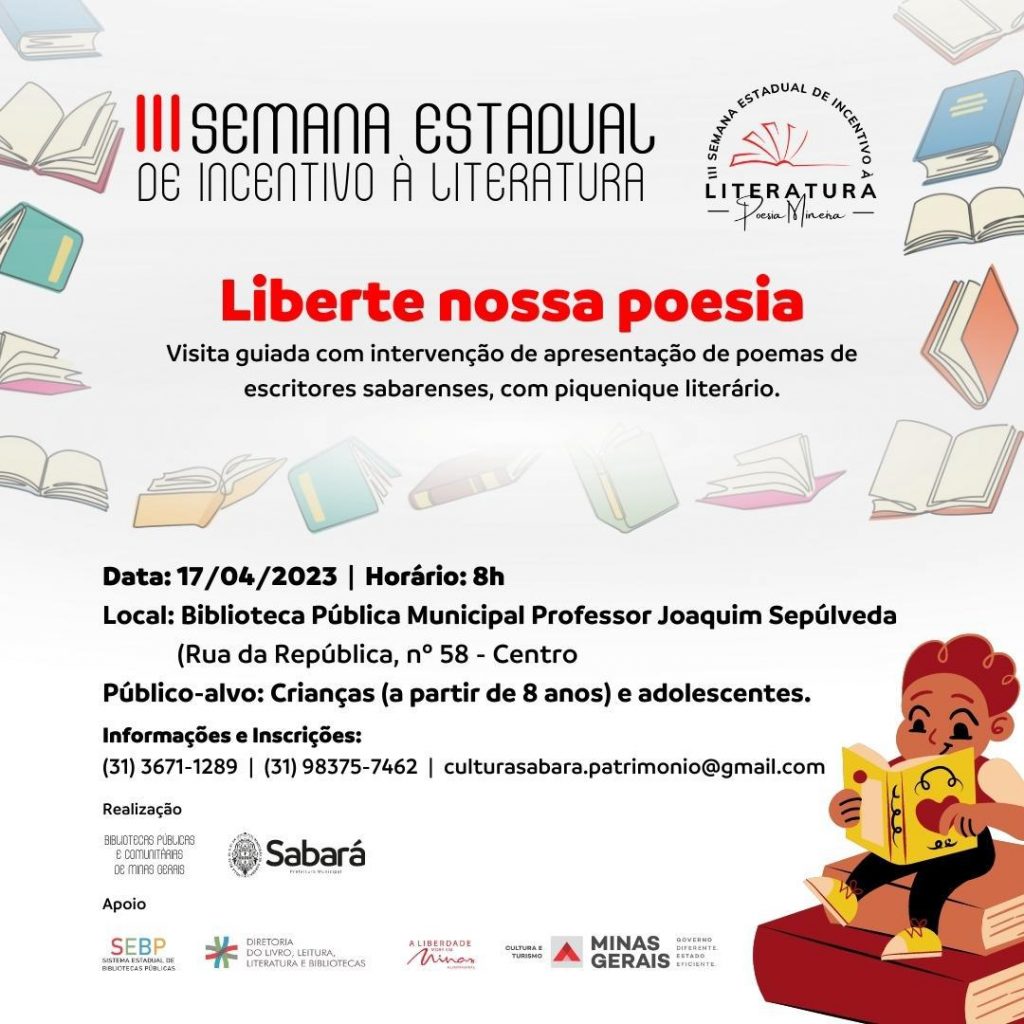 DIA NACIONAL DO LIVRO INFANTIL: DATA SERÁ COMEMORADA COM VISITA GUIADA NA BIBLIOTECA PROFESSOR JOAQUIM SEPÚLVEDA