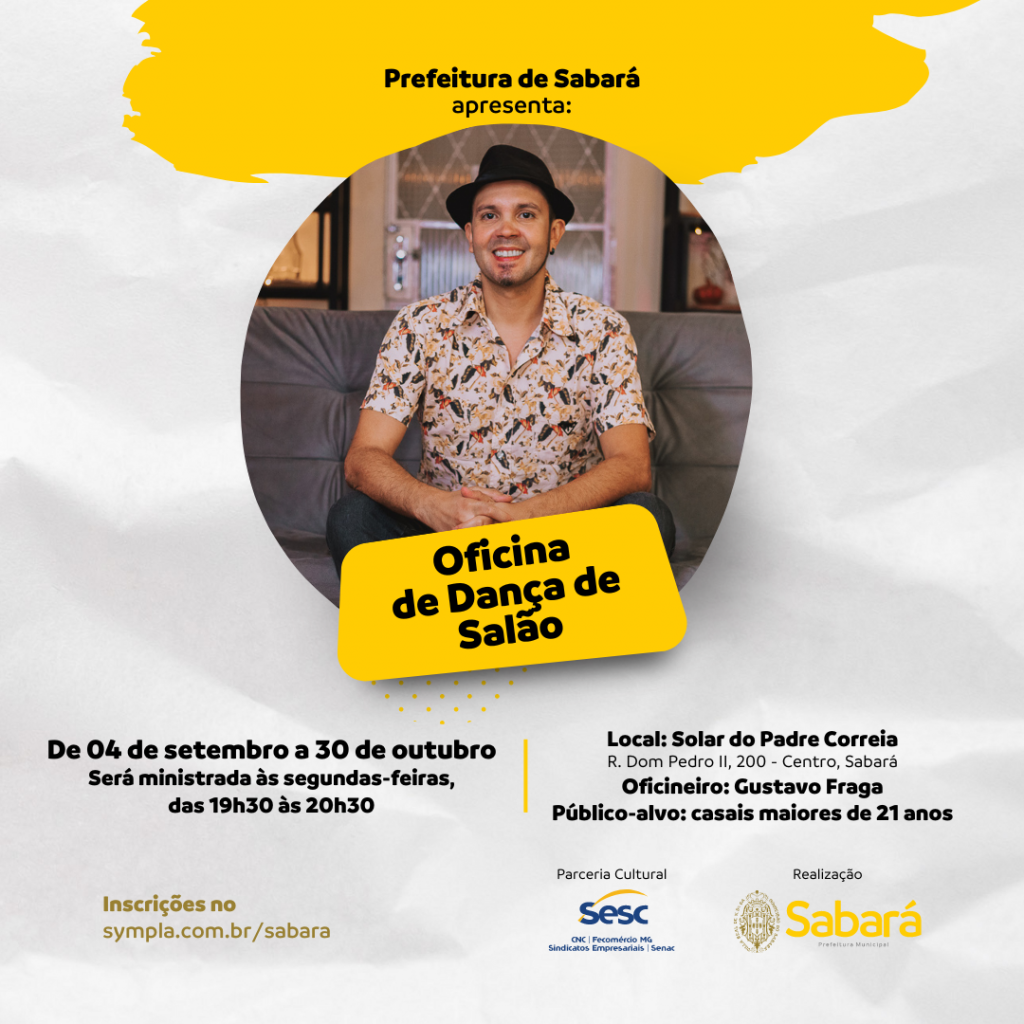 CULTURA: INSCRIÇÕES ABERTAS PARA A OFICINA DE DANÇA DE SALÃO