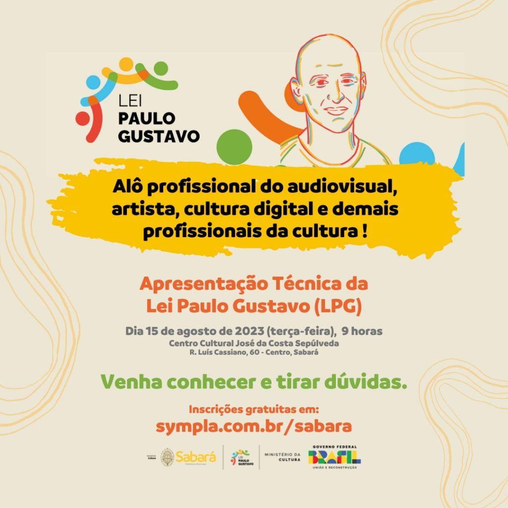 CULTURA: PREFEITURA PROMOVERÁ REUNIÃO COM AGENTES CULTURAIS PARA APRESENTAR A LEI PAULO GUSTAVO