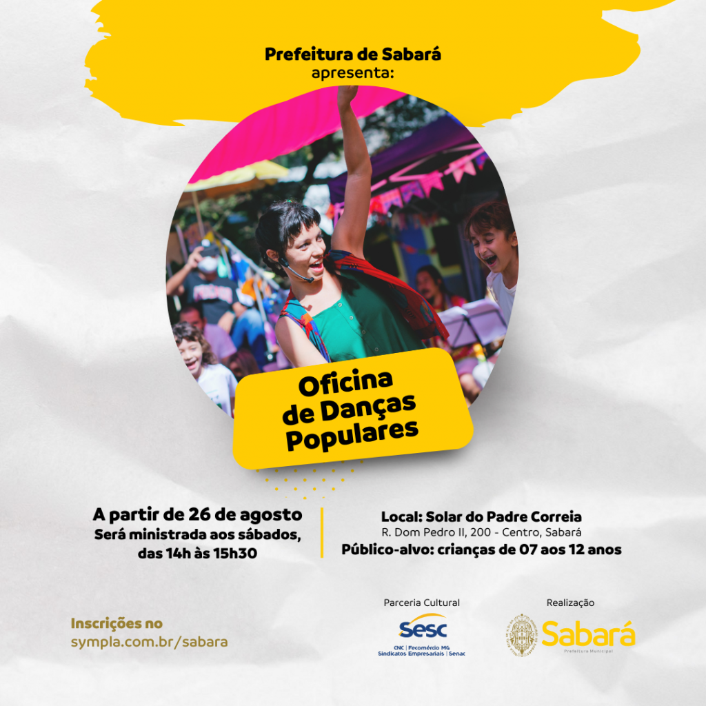 CULTURA: ABERTAS AS INSCRIÇÕES PARA A OFICINA GRATUITA DE DANÇAS POPULARES