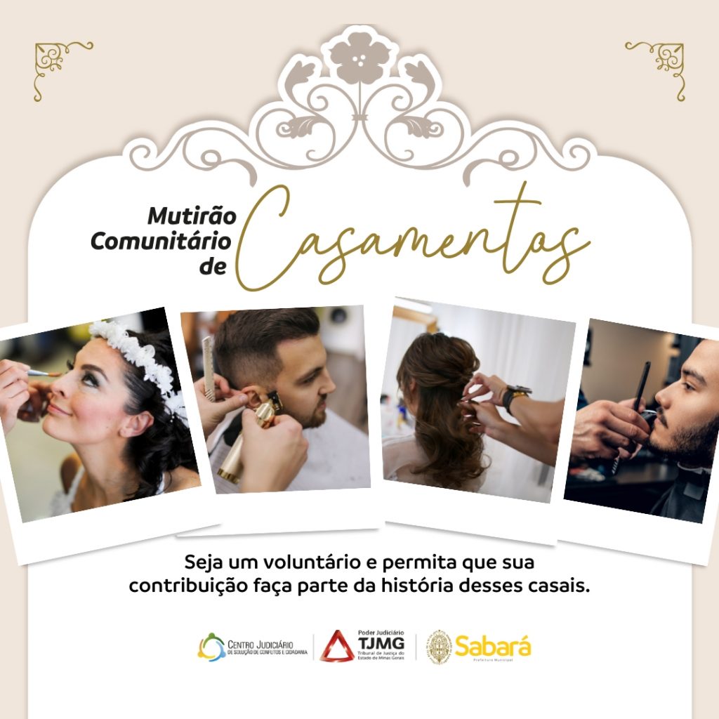 SOCIAL: ABERTO CADASTRO PARA PROFISSIONAIS DA ÁREA DA BELEZA QUE DESEJAM SER VOLUNTÁRIOS NO MUTIRÃO COMUNITÁRIO DE CASAMENTOS