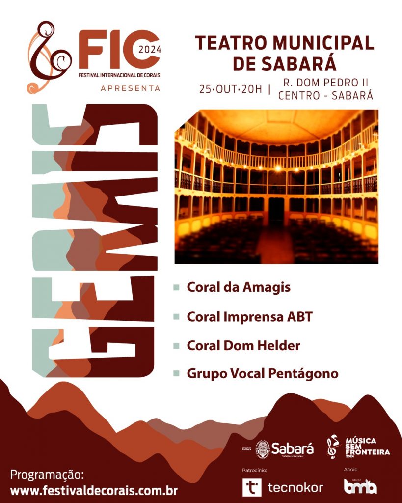 CULTURA: SABARÁ RECEBERÁ MAIS UMA EDIÇÃO DO FESTIVAL INTERNACIONAL DE CORAIS; GARANTA SEU INGRESSO