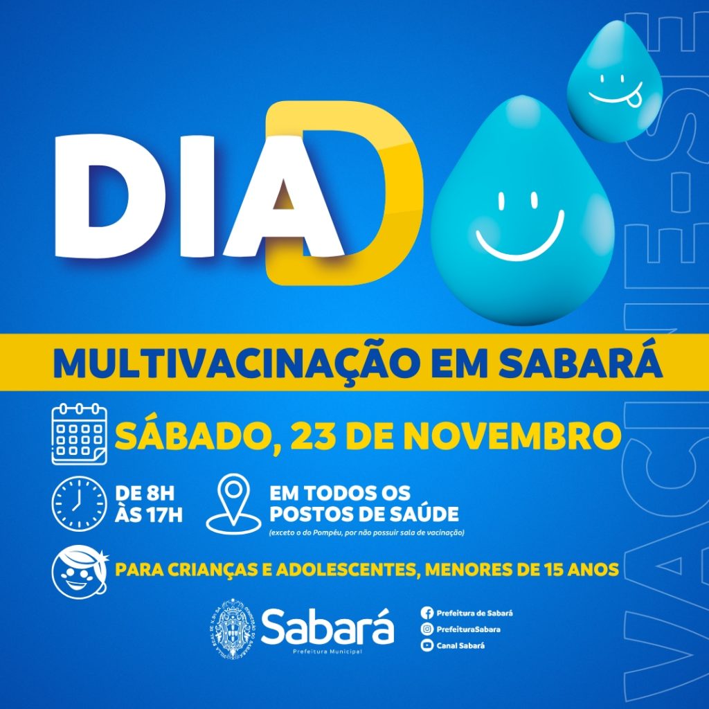 SAÚDE: “DIA D” DA CAMPANHA ESTADUAL DE MULTIVACINAÇÃO ACONTECE NESTE SÁBADO (23/11)
