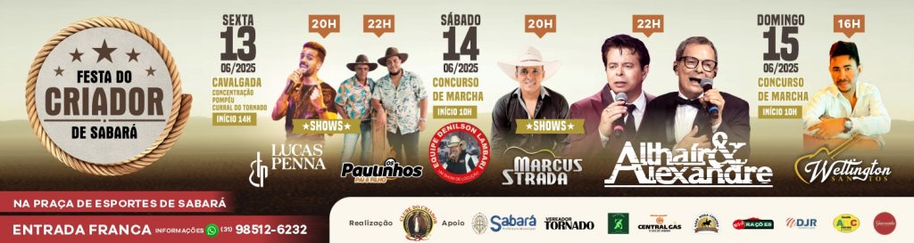 SABARÁ RECEBE FESTA DO CRIADOR COM SHOWS, CONCURSOS E DIVERSÃO PARA TODA FAMÍLIA