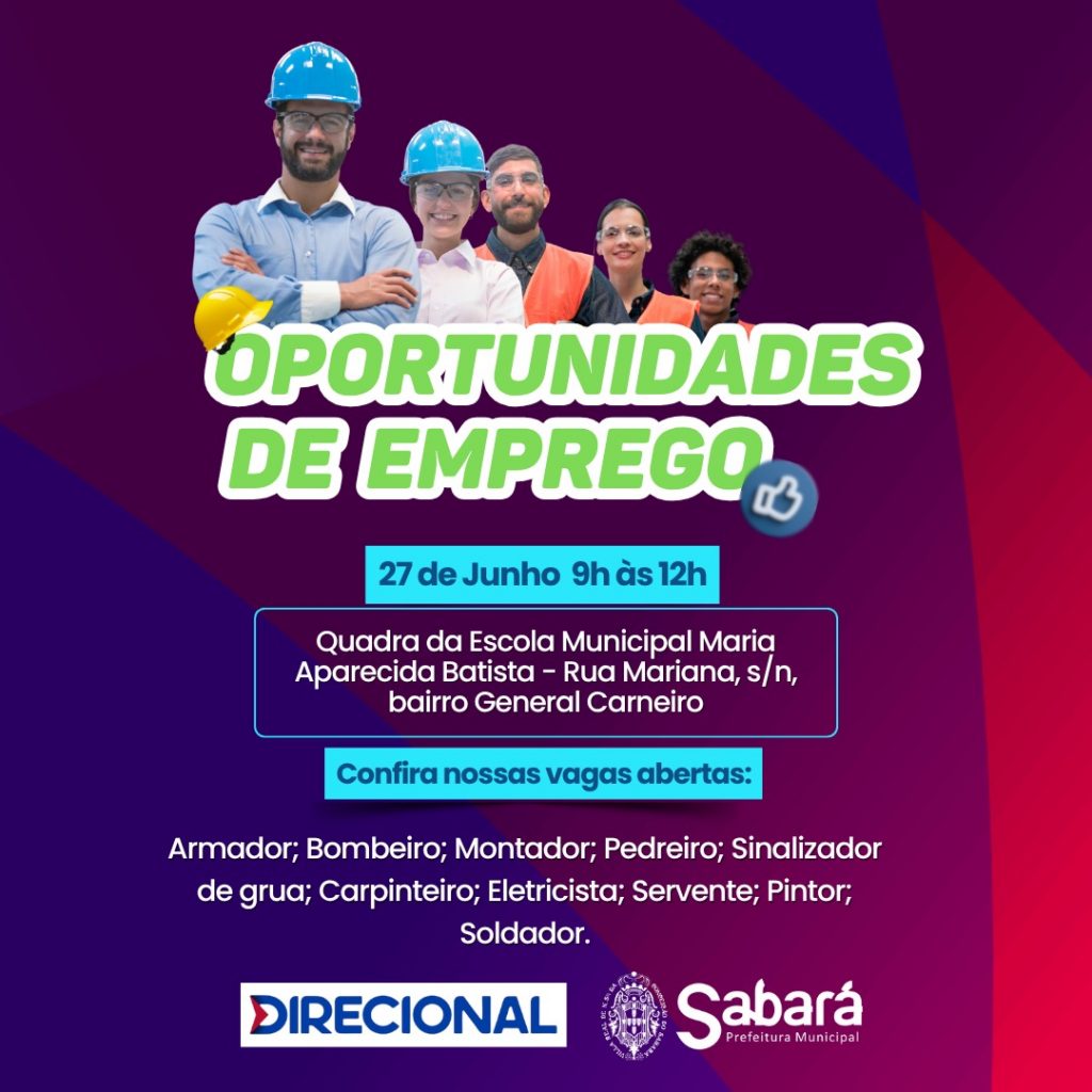 DIRECIONAL ENGENHARIA ABRE VAGAS NA CONSTRUÇÃO CIVIL EM SABARÁ
